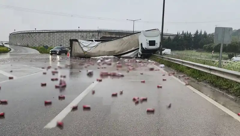 TIR Devrildi, Yolda Rengarenk İçkiler Saçıldı: Olayın Ardındaki Bilgiler